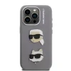 Husă spate Karl Lagerfeld Grained PU K&amp;amp;CH Heads pentru iPhone 15 Pro, gri