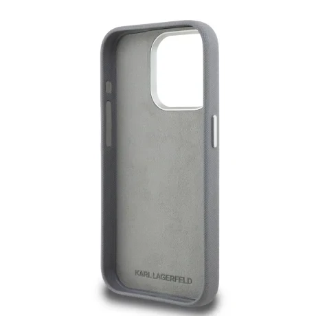 Husă spate Karl Lagerfeld Grained PU K&amp;amp;CH Heads pentru iPhone 15 Pro, gri