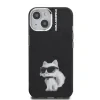 Husă spate Karl Lagerfeld IML Aquarelle Choupette pentru iPhone 15, neagră