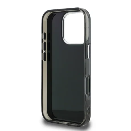 Husă spate Karl Lagerfeld IML Aquarelle Choupette pentru iPhone 16 Pro, neagră