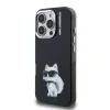 Husă spate Karl Lagerfeld IML Aquarelle Choupette pentru iPhone 16 Pro, neagră