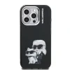 Husă spate Karl Lagerfeld IML Aquarelle Karl and Choupette pentru iPhone 15 Pro Max, neagră