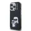Husă spate Karl Lagerfeld IML Aquarelle Karl and Choupette pentru iPhone 15 Pro, neagră