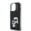 Husă spate Karl Lagerfeld IML Aquarelle Karl and Choupette pentru iPhone 16 Pro, neagră
