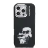 Husă spate Karl Lagerfeld IML Aquarelle Karl and Choupette pentru iPhone 16 Pro, neagră