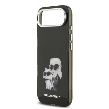Husă spate Karl Lagerfeld IML Aquarelle Karl and Choupette pentru iPhone Air, neagră