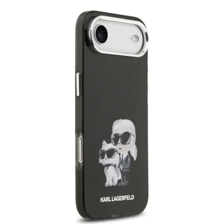 Husă spate Karl Lagerfeld IML Aquarelle Karl and Choupette pentru iPhone Air, neagră