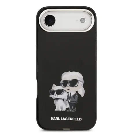 Husă spate Karl Lagerfeld IML Aquarelle Karl and Choupette pentru iPhone Air, neagră