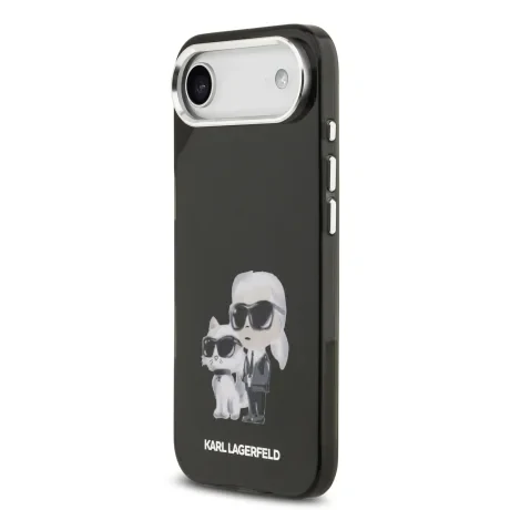 Husă spate Karl Lagerfeld IML Aquarelle Karl and Choupette pentru iPhone Air, neagră