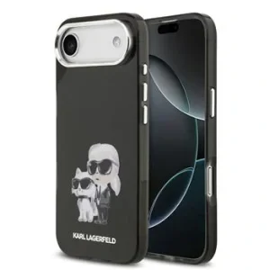 Husă spate Karl Lagerfeld IML Aquarelle Karl and Choupette pentru iPhone Air, neagră