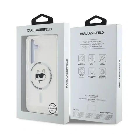 Husă spate Karl Lagerfeld IML Choupette Head MagSafe pentru Samsung Galaxy S25+, transparentă