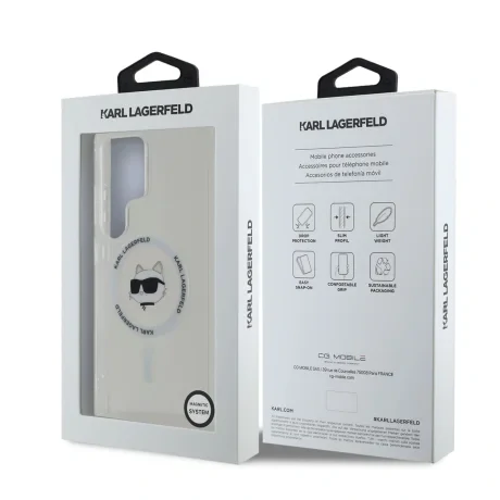 Husă spate Karl Lagerfeld IML Choupette Head MagSafe pentru Samsung Galaxy S25 Ultra Transparentă
