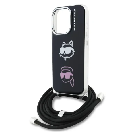 Husă spate Karl Lagerfeld IML Crossbody K&amp;amp;CH Heads pentru iPhone 16 Pro, neagră