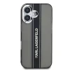 Husă spate Karl Lagerfeld IML cu dungi și logo pentru iPhone 16, neagră