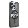 Husă spate Karl Lagerfeld IML Glitter Karl and Choupette Sketch MagSafe pentru iPhone 15 Pro, neagră