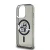 Husă spate Karl Lagerfeld IML Glitter Karl and Choupette Sketch MagSafe pentru iPhone 15 Pro, neagră