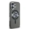 Husă spate Karl Lagerfeld IML Glitter Karl and Choupette Sketch MagSafe pentru iPhone 16, neagră