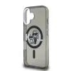 Husă spate Karl Lagerfeld IML Glitter Karl and Choupette Sketch MagSafe pentru iPhone 16, neagră