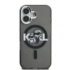 Husă spate Karl Lagerfeld IML Glitter Karl and Choupette Sketch MagSafe pentru iPhone 16, neagră