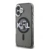Husă spate Karl Lagerfeld IML Glitter Karl and Choupette Sketch MagSafe pentru iPhone 16, neagră