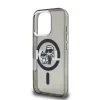 Husă spate Karl Lagerfeld IML Glitter Karl and Choupette Sketch MagSafe pentru iPhone 16 Pro Max, neagră