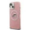 Husă spate Karl Lagerfeld IML K&amp;amp;CH Heads cu logo repetat MagSafe pentru iPhone 15, roz