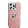 Husă spate Karl Lagerfeld IML K&amp;amp;CH Heads cu logo repetat MagSafe pentru iPhone 16 Pro, roz