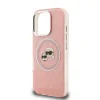 Husă spate Karl Lagerfeld IML K&amp;amp;CH Heads cu logo repetat MagSafe pentru iPhone 16 Pro, roz