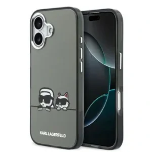 Husă spate Karl Lagerfeld IML K&amp;amp;CH Heads Logo MagSafe pentru iPhone 17, neagră