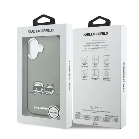 Husă spate Karl Lagerfeld IML K&amp;amp;CH Heads Logo MagSafe pentru iPhone 17, neagră