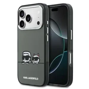 Husă spate Karl Lagerfeld IML K&amp;amp;CH Heads Logo MagSafe pentru iPhone 17 Pro Max, neagră