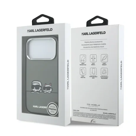 Husă spate Karl Lagerfeld IML K&amp;amp;CH Heads Logo MagSafe pentru iPhone 17 Pro, neagră