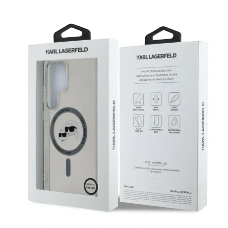 Husă spate Karl Lagerfeld IML K&amp;amp;CH Heads MagSafe pentru Samsung Galaxy S25 Ultra, neagră