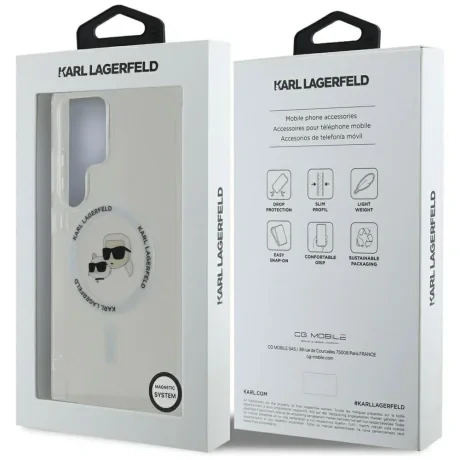 Husă spate Karl Lagerfeld IML K&amp;amp;CH Heads MagSafe pentru Samsung Galaxy S25 Ultra Transparentă