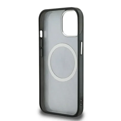 Husă spate Karl Lagerfeld IML K&amp;amp;CH Heads Repeated Logo MagSafe pentru iPhone 15, neagră