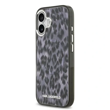 Husă spate Karl Lagerfeld IML Leopard MagSafe pentru iPhone 17, gri