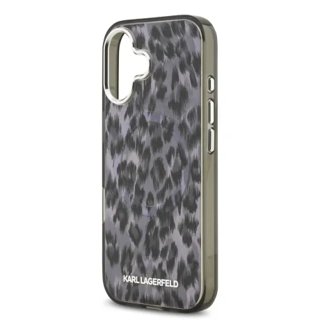 Husă spate Karl Lagerfeld IML Leopard MagSafe pentru iPhone 17, gri