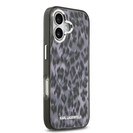 Husă spate Karl Lagerfeld IML Leopard MagSafe pentru iPhone 17, gri