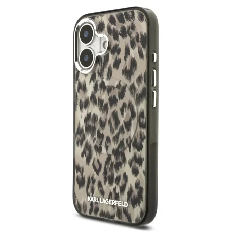 Husă spate Karl Lagerfeld IML Leopard MagSafe pentru iPhone 17, maro