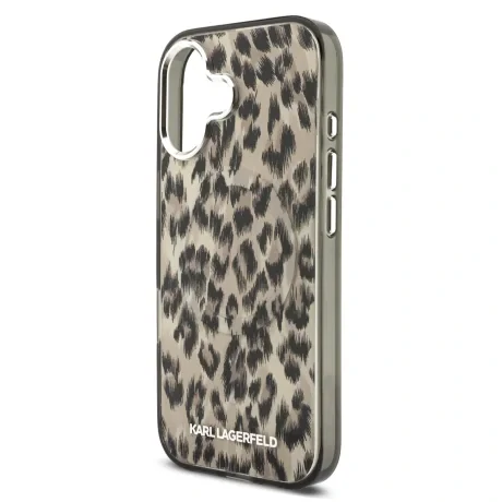 Husă spate Karl Lagerfeld IML Leopard MagSafe pentru iPhone 17, maro