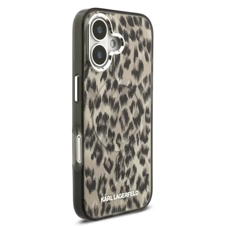 Husă spate Karl Lagerfeld IML Leopard MagSafe pentru iPhone 17, maro