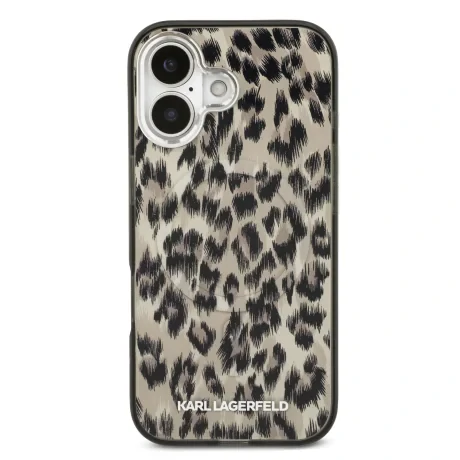 Husă spate Karl Lagerfeld IML Leopard MagSafe pentru iPhone 17, maro
