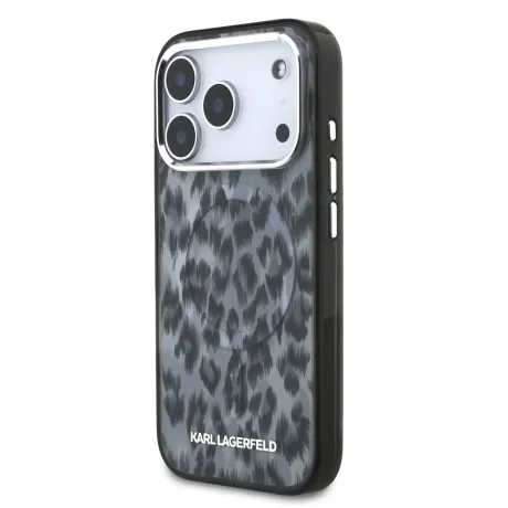 Husă spate Karl Lagerfeld IML Leopard MagSafe pentru iPhone 17 Pro, gri