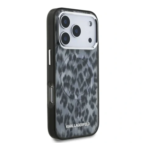 Husă spate Karl Lagerfeld IML Leopard MagSafe pentru iPhone 17 Pro, gri