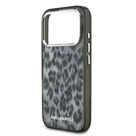Husă spate Karl Lagerfeld IML Leopard MagSafe pentru iPhone 17 Pro, gri