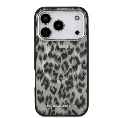 Husă spate Karl Lagerfeld IML Leopard MagSafe pentru iPhone 17 Pro, maro