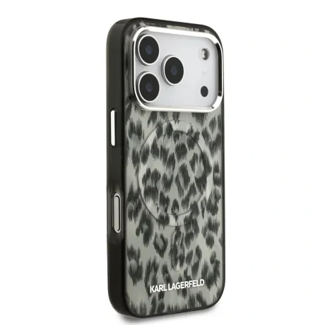 Husă spate Karl Lagerfeld IML Leopard MagSafe pentru iPhone 17 Pro, maro