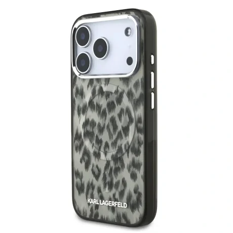 Husă spate Karl Lagerfeld IML Leopard MagSafe pentru iPhone 17 Pro, maro