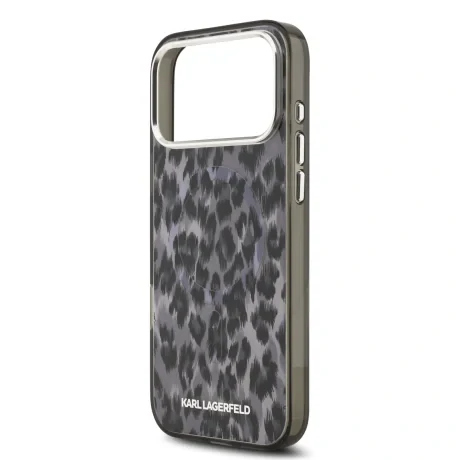 Husă spate Karl Lagerfeld IML Leopard MagSafe pentru iPhone 17 Pro Max, gri
