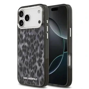 Husă spate Karl Lagerfeld IML Leopard MagSafe pentru iPhone 17 Pro Max, gri